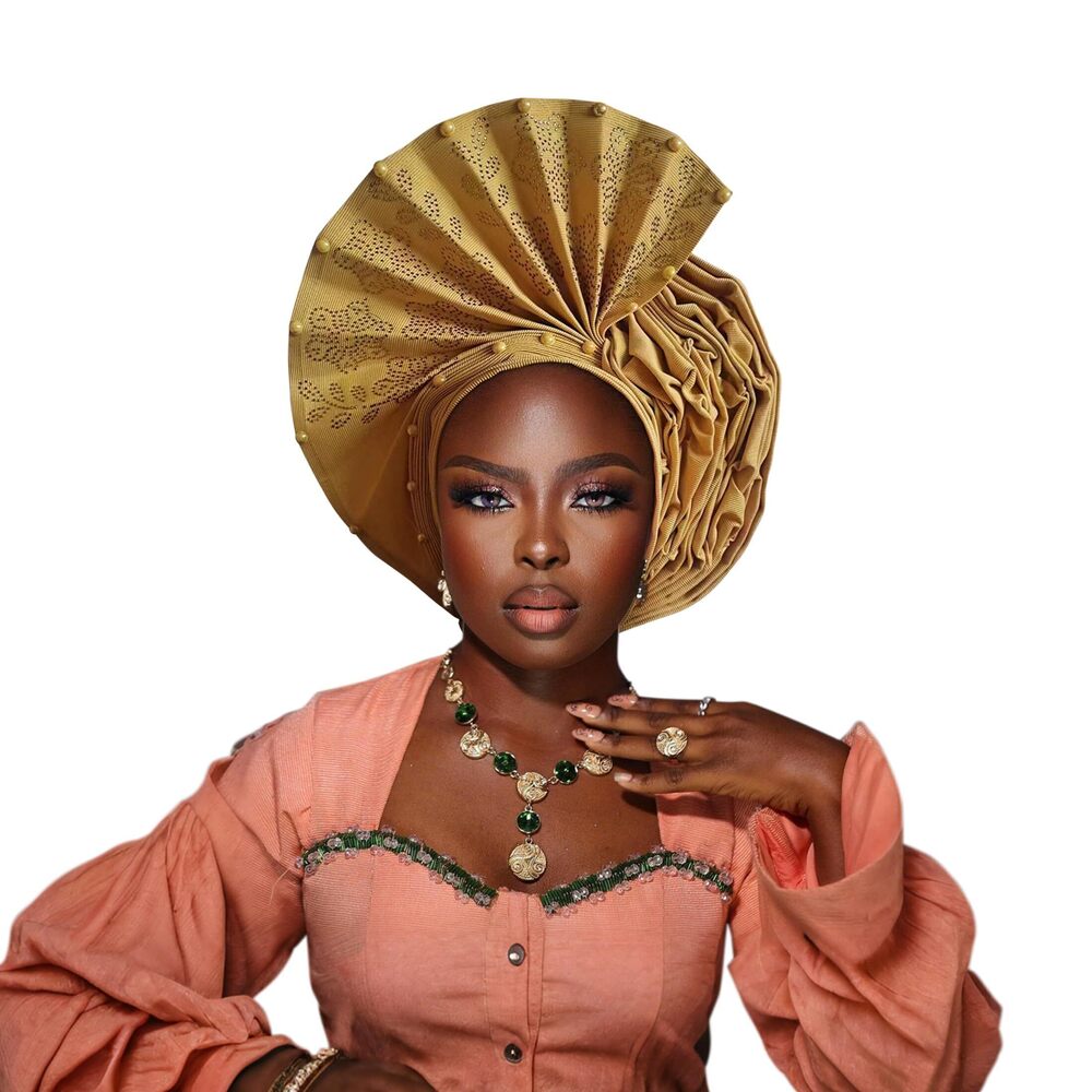 2792 Nigerian hat Folding Fan African Headscarf hat,African Headpiece Auto